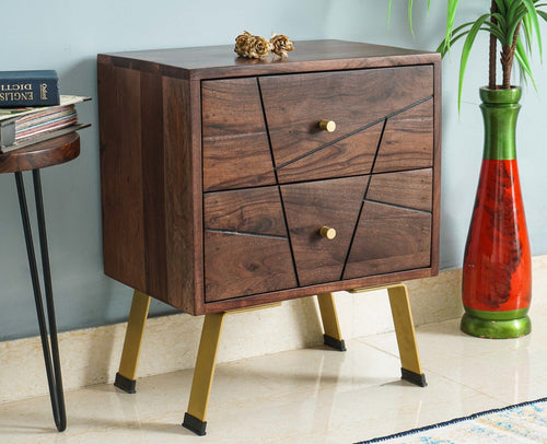 Barcelona Solid Wood Two Drawer Bedside Table - Bedside Table - Furniselan-Grey-Finish