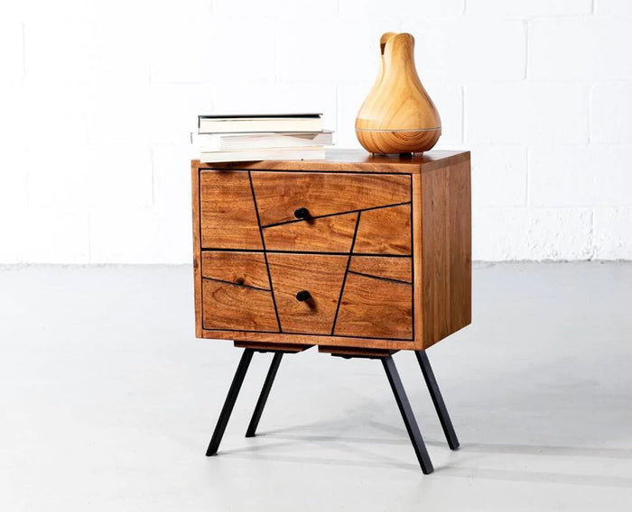 Barcelona Solid Wood Two Drawer Bedside Table - Bedside Table - Furniselan