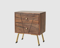 Barcelona Solid Wood Two Drawer Bedside Table - Bedside Table - Furniselan-Grey-Finish