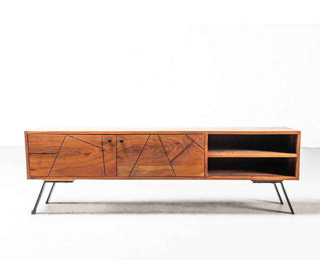Barcelona Tv Cabinet with Two Doors - Tv Cabinet - Furniselan - Natural-Finish