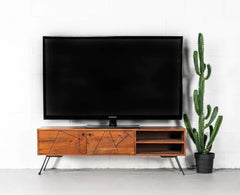 Barcelona Tv Cabinet with Two Doors - Tv Cabinet - Furniselan - Natural-Finish