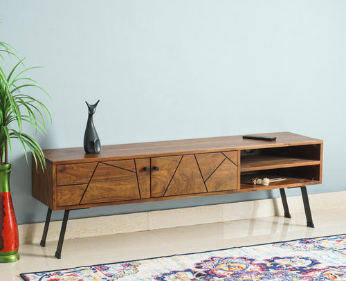 Barcelona Tv Cabinet with Two Doors - Tv Cabinet - Furniselan - Teak-Finish