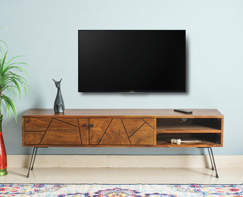 Barcelona Tv Cabinet with Two Doors - Tv Cabinet - Furniselan - Teak-Finish