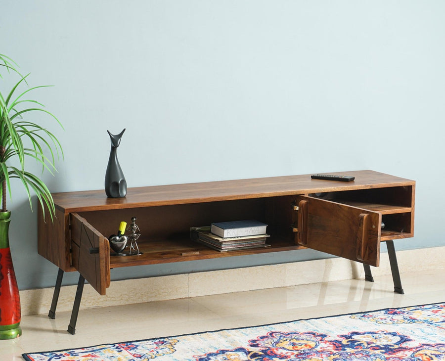 Barcelona Tv Cabinet with Two Doors - Tv Cabinet - Furniselan - Teak-Finish