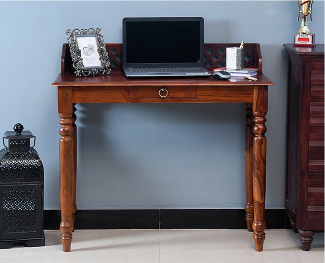 Bareilly Solid Wood Study Table with One Drawer - Study Table - Furniselan - Maple-Finish
