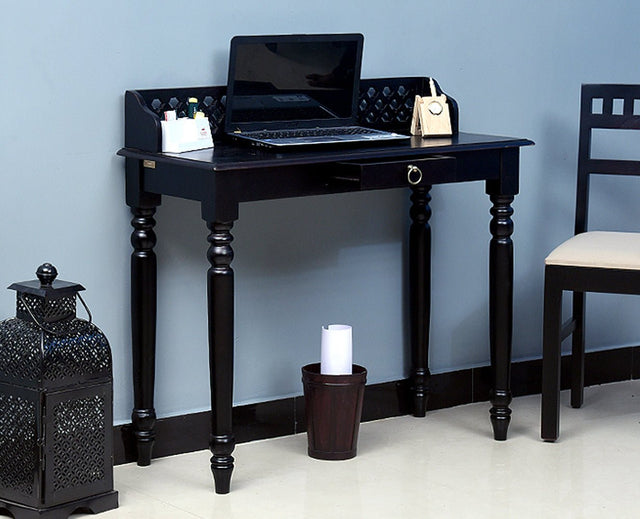 Bareilly Solid Wood Study Table with One Drawer - Study Table - Furniselan - Walnut-Finish