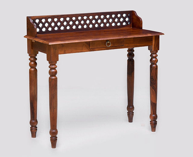 Bareilly Solid Wood Study Table with One Drawer - Study Table - Furniselan - Maple-Finish