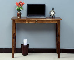 Beijing Solid Wood Study Table with One Drawer - Study Table - Furniselan - Teak-Finish