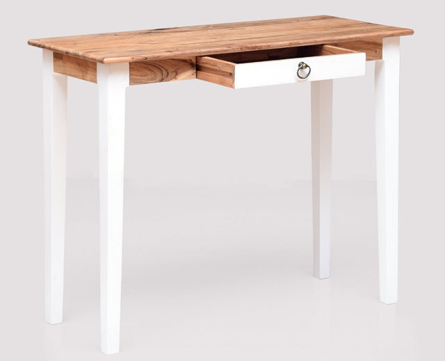 Beijing Solid Wood Study Table with One Drawer - Study Table - Furniselan - White-Finish