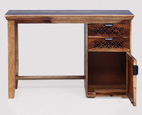 Bekasi Solid Wood Writing Study Table, Study Laptop Desk with Two Drawers & One Door-Rustic Teak Finish - Study Table - Furniselan