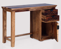 Bekasi Solid Wood Writing Study Table, Study Laptop Desk with Two Drawers & One Door-Rustic Teak Finish - Study Table - Furniselan