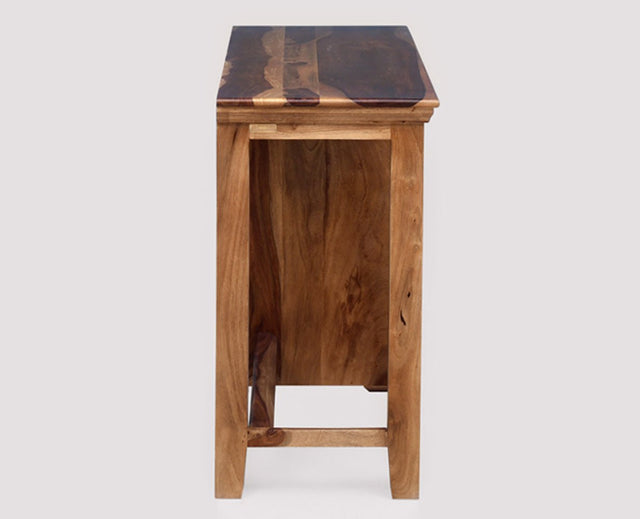Bekasi Solid Wood Writing Study Table, Study Laptop Desk with Two Drawers & One Door-Rustic Teak Finish - Study Table - Furniselan - Rustic-Teak-Finish