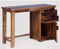Bekasi Solid Wood Writing Study Table, Study Laptop Desk with Two Drawers & One Door With Chair -Rustic Teak Finish - Study Table - Furniselan - Rustic-Teak-Finish