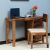 Bekasi Solid Wood Writing Study Table, Study Laptop Desk with Two Drawers & One Door With Chair -Rustic Teak Finish - Study Table - Furniselan - Rustic-Teak-Finish
