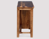 Bekasi Solid Wood Writing Study Table, Study Laptop Desk with Two Drawers & One Door With Chair -Rustic Teak Finish - Study Table - Furniselan - Rustic-Teak-Finish