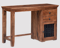 Belgaum Solid Wood Writing Study Table, Study Laptop Desk with Two Drawers & One Door - Study Table - Furniselan - Rustic-Teak-Finish