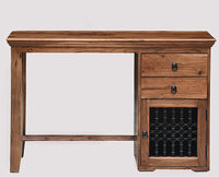 Belgaum Solid Wood Writing Study Table, Study Laptop Desk with Two Drawers & One Door - Study Table - Furniselan - Rustic-Teak-Finish