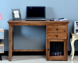 Belgaum Solid Wood Writing Study Table, Study Laptop Desk with Two Drawers & One Door With Chair - Study Table - Furniselan - Rustic-Teak-Finish