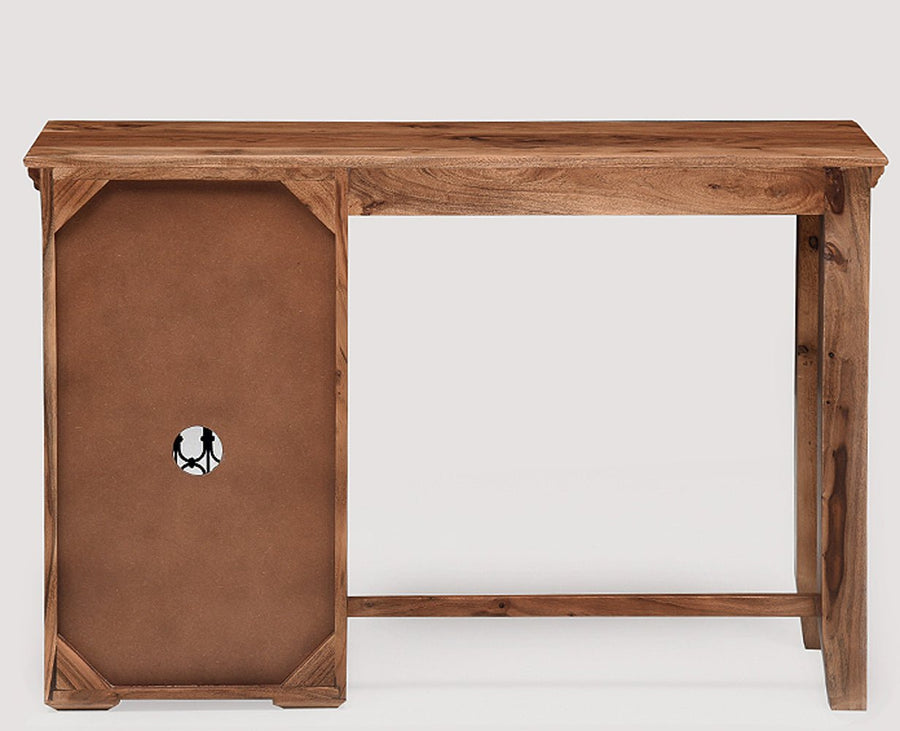 Belgaum Solid Wood Writing Study Table, Study Laptop Desk with Two Drawers & One Door With Chair - Study Table - Furniselan - Rustic-Teak-Finish