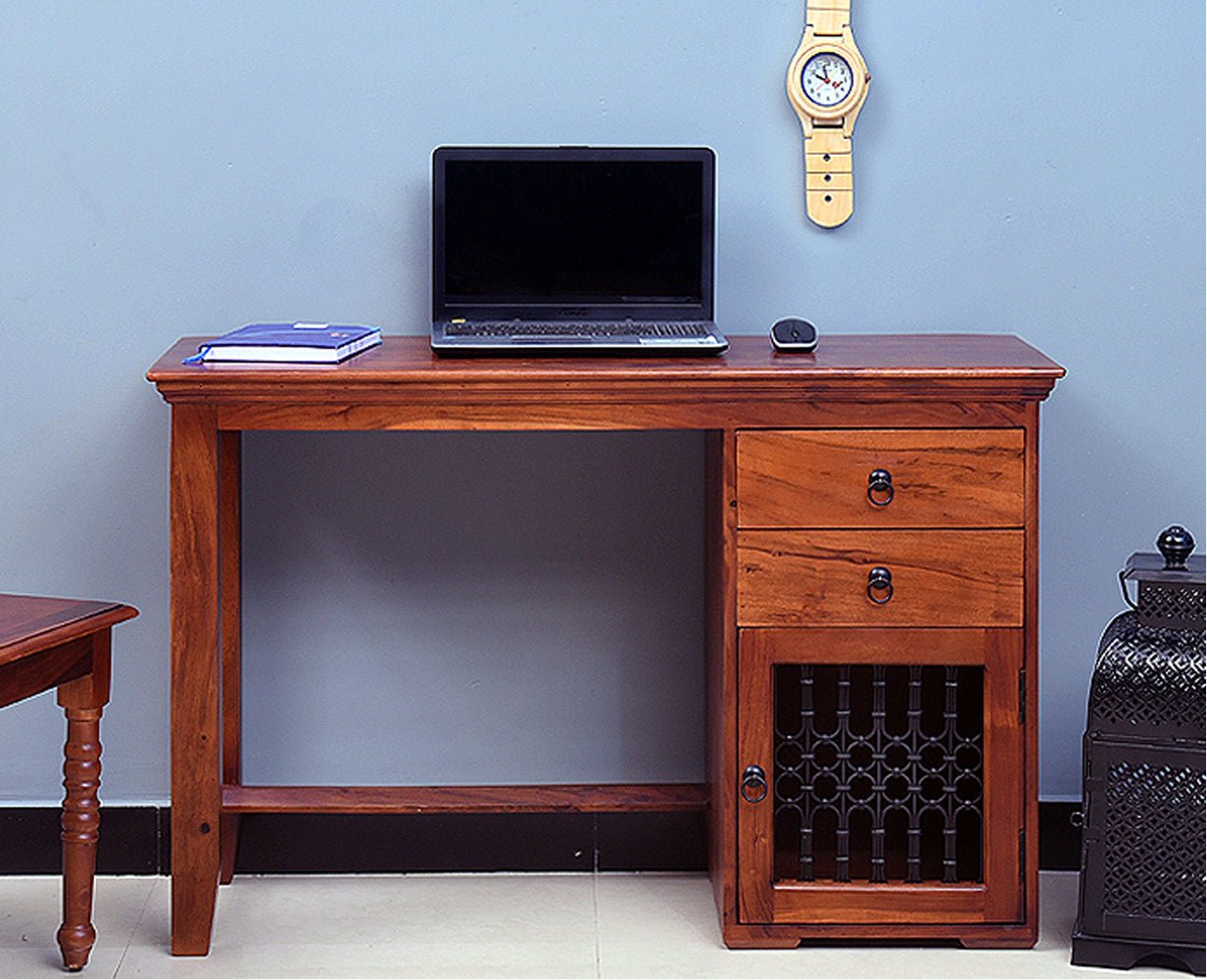 Buy Solid Wood Writing Study Table, Study Laptop Desk with Two Drawers ...