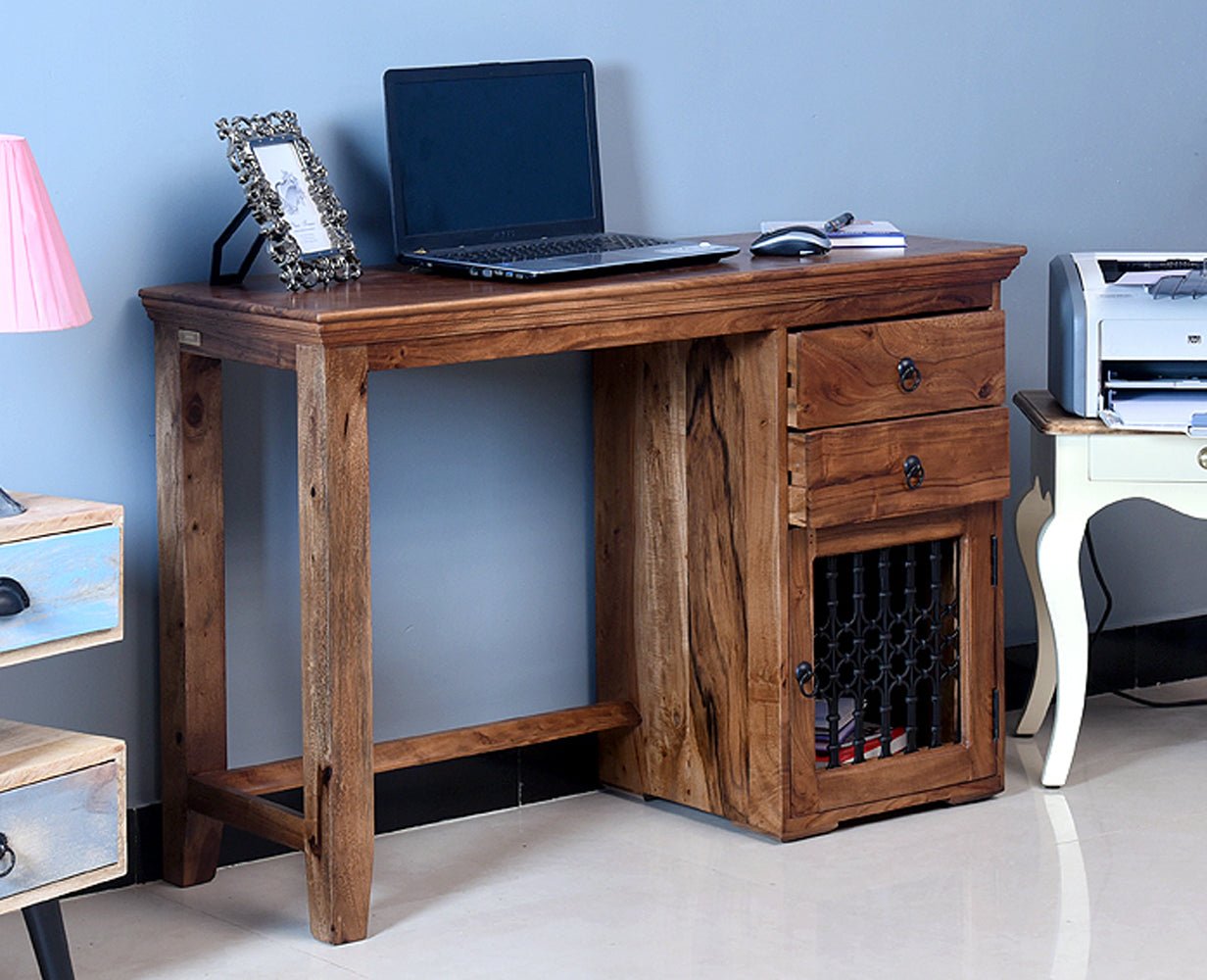 Buy Solid Wood Writing Study Table, Study Laptop Desk with Two Drawers ...