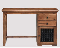 Belgaum Solid Wood Writing Study Table, Study Laptop Desk with Two Drawers & One Door With Chair - Study Table - Furniselan - Rustic-Teak-Finish
