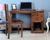 Belgaum Solid Wood Writing Study Table, Study Laptop Desk with Two Drawers & One Door With Chair