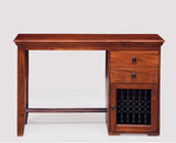 Belgaum Solid Wood Writing Study Table, Study Laptop Desk with Two Drawers & One Door With Chair - Study Table - Furniselan - Maple-Finish