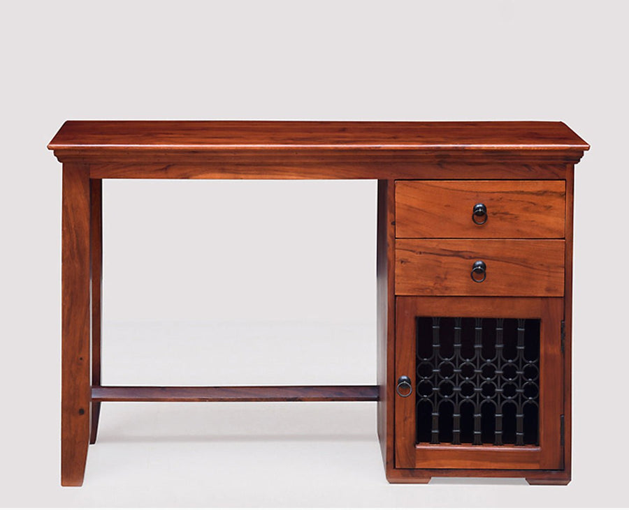 Belgaum Solid Wood Writing Study Table, Study Laptop Desk with Two Drawers & One Door With Chair - Study Table - Furniselan - Maple-Finish