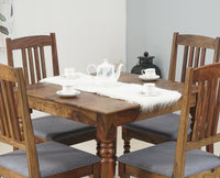 Belgium 4 Seater Dining Set With 4 Chairs - Furniselan - Teak-Finish