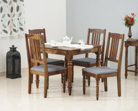 Belgium 4 Seater Dining Set With 4 Chairs - Furniselan - Teak-Finish