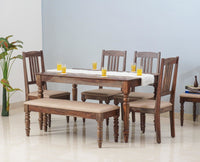 Belgium 6 Seater Dining Set With 4 Chairs & Bench - Dining Set - Furniselan - Grey-Finish