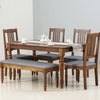Belgium 6 Seater Dining Set With 4 Chairs & Bench - Dining Set - Furniselan - Teak-Finish