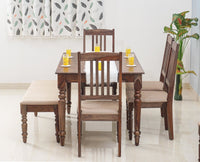 Belgium 6 Seater Dining Set With 4 Chairs & Bench - Dining Set - Furniselan - Grey-Finish
