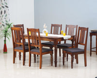 Belgium 6 Seater Dining Set With 6 Chairs - Dining Set - Furniselan - Maple-Finish