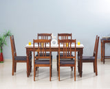 Belgium 6 Seater Dining Set With 6 Chairs - Dining Set - Furniselan - Maple-Finish