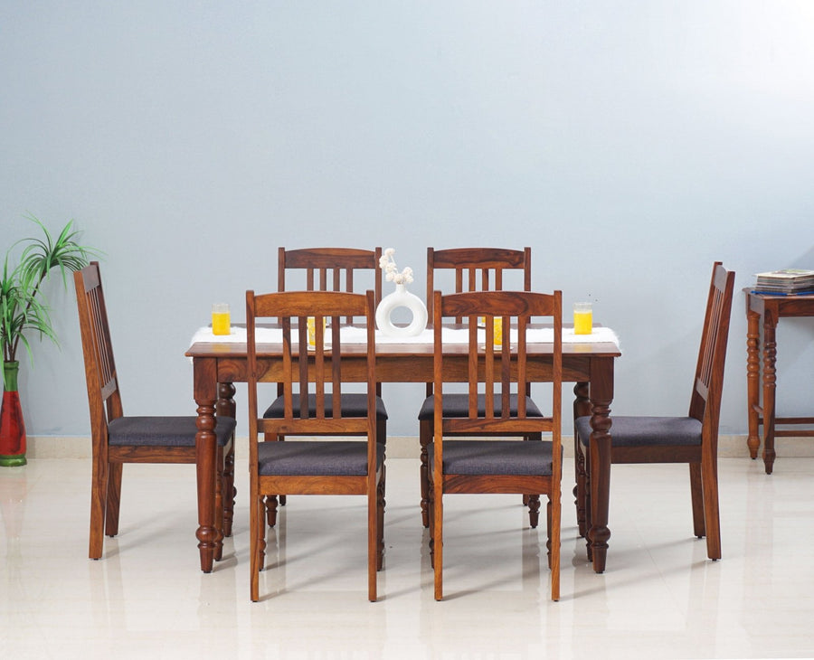 Belgium 6 Seater Dining Set With 6 Chairs - Dining Set - Furniselan - Maple-Finish