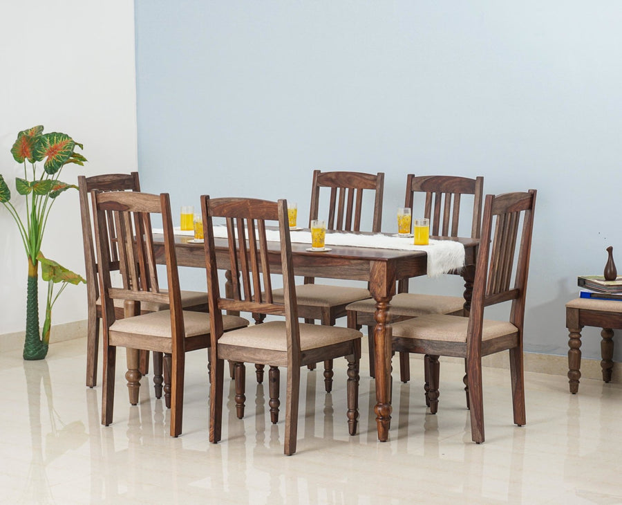Belgium 6 Seater Dining Set With 6 Chairs - Dining Set - Furniselan - Grey-Finish