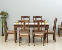 Belgium 6 Seater Dining Set With 6 Chairs - Dining Set - Furniselan - Grey-Finish