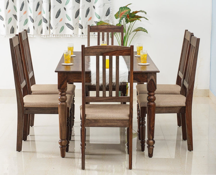Belgium 6 Seater Dining Set With 6 Chairs - Dining Set - Furniselan - Grey-Finish