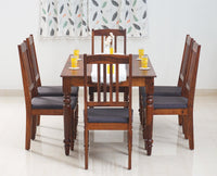 Belgium 6 Seater Dining Set With 6 Chairs - Dining Set - Furniselan - Maple-Finish