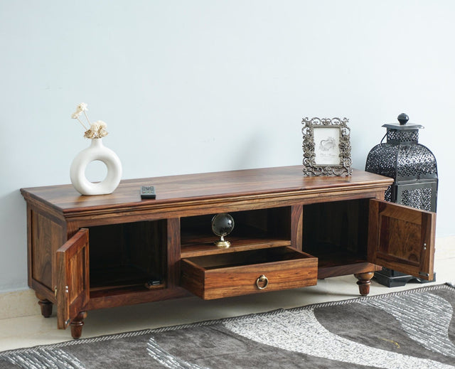 Belgium Entertainment Unit Tv Cabinet Two Door - Furniselan - Teak-Finish