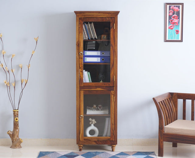 Belgium Glass Doors Book Case - Furniselan - Teak-Finish