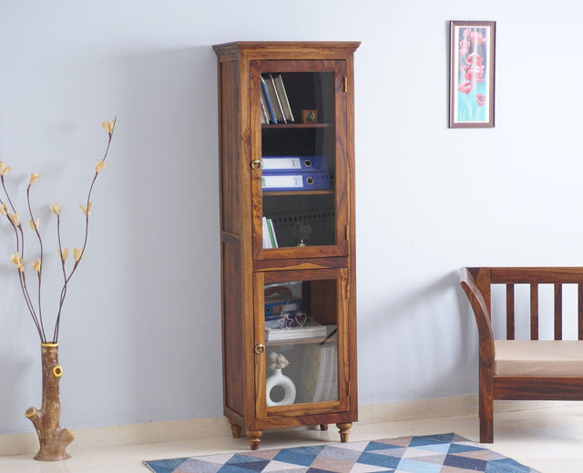 Belgium Glass Doors Book Case - Furniselan - Teak-Finish