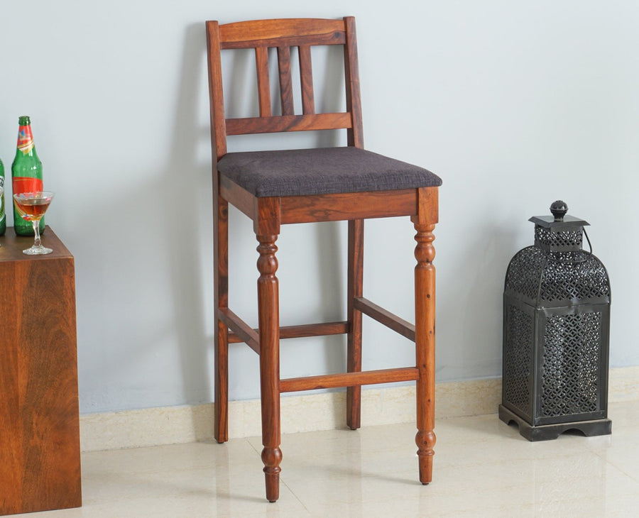 Belgium Sheesham Wood bar Chair - Bar Chairs - Furniselan - Maple-Finish