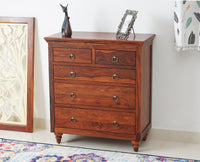 Belgium Sheesham Wood Chest Of Drawer - Furniselan - Maple-Finish