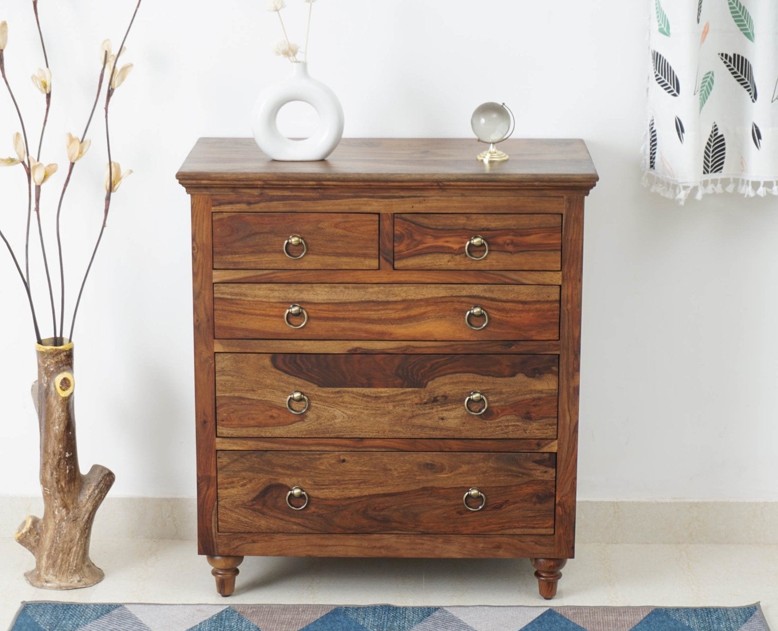 Belgium Sheesham Wood Chest Of Drawer - Furniselan - Teak-Finish