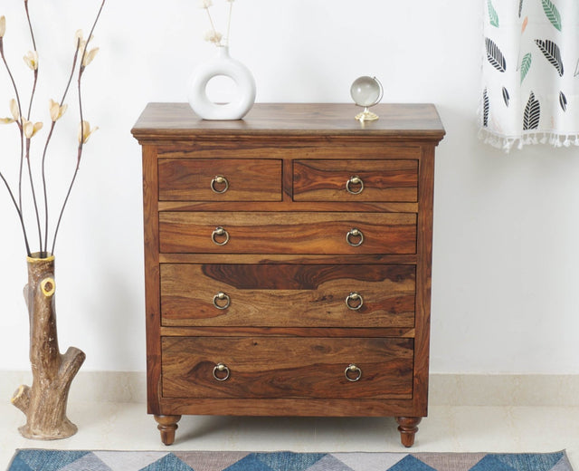 Belgium Sheesham Wood Chest Of Drawer - Furniselan - Teak-Finish