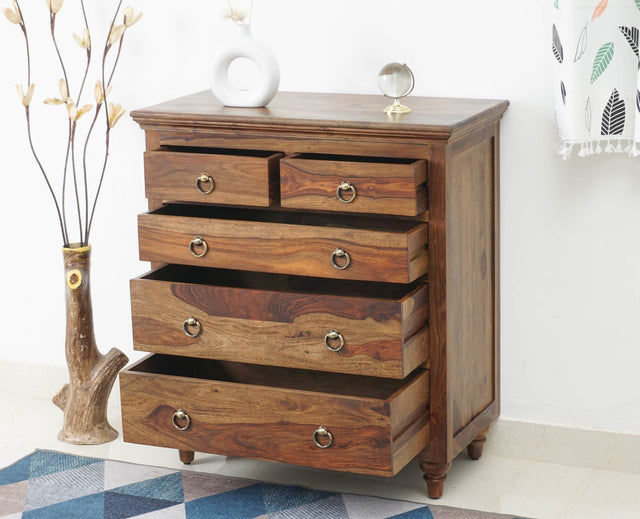 Belgium Sheesham Wood Chest Of Drawer - Furniselan - Teak-Finish
