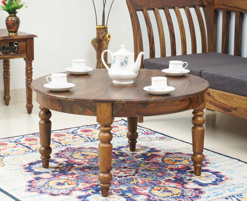 Belgium Sheesham Wood Round Coffee Table - Furniselan - Teak-Finish